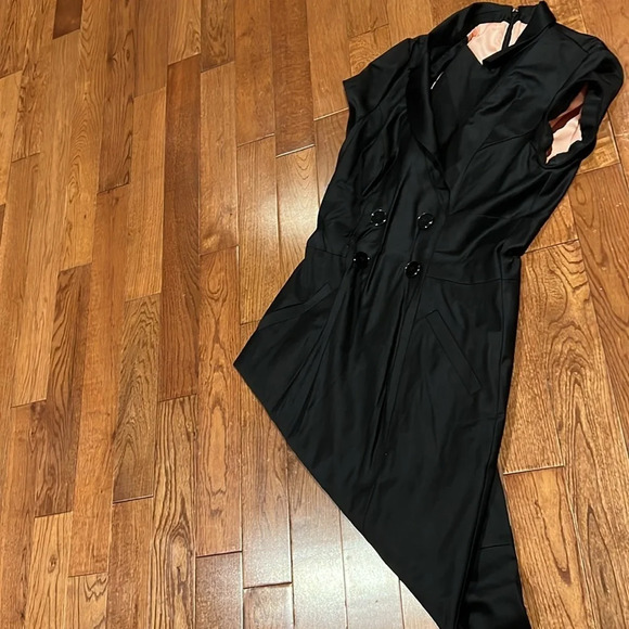 Le Chateau Black DoubleBreasted Virgin Wool Shirt Dress SZ Small - Picture 15 of 17
